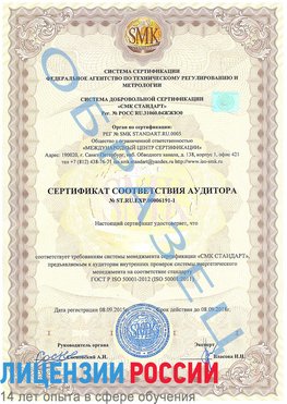 Образец сертификата соответствия аудитора №ST.RU.EXP.00006191-1 Могоча Сертификат ISO 50001